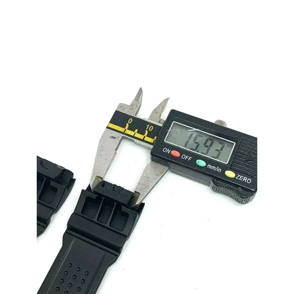 Men's Watch Band Replacement Black Rubber Strap 16/28mm Lug Silver Buckle
